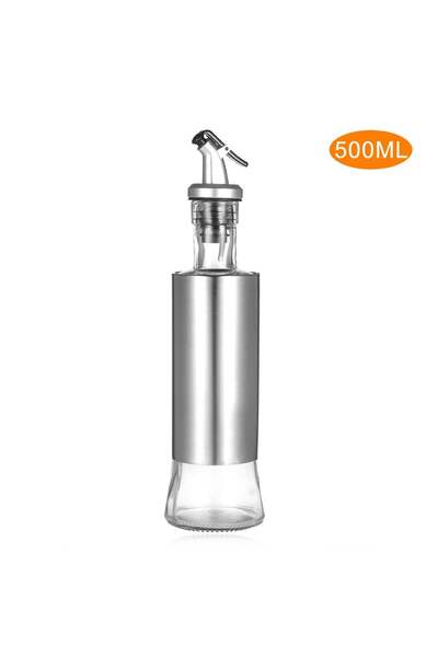GENERIC4 Stainless Steel Olive Oil Dispenser Bottle 500ml / 17oz with Anti-Drip Spout, Silver (30x9x9 cm)