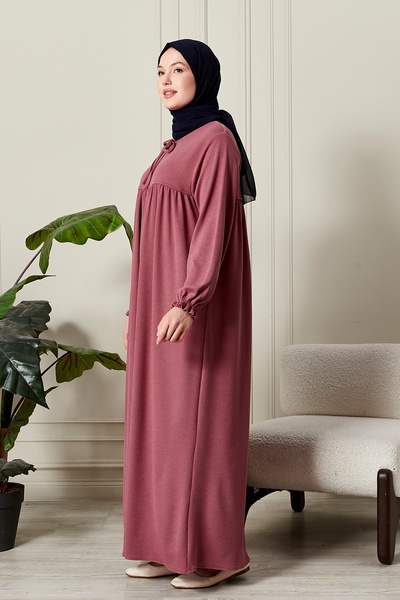 fistan Χειμερινό χοντρό ύφασμα από απλό ρόμπα, καρό απλό ύφασμα Tessetür, Φόρεμα για τη μητέρα, Φόρεμα προσευχής