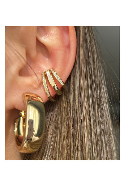 Peline Aksesuar Gold Earcuff küpe, kulak piercingi