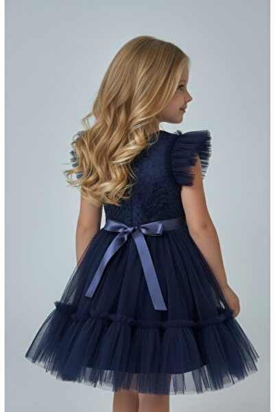 Şenkız Rochie pentru fetiță cu mâneci cu volane Trend Girl SHNK