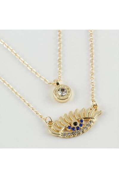 ZERO LAND Nrzsnt New Season with Eye Figure (03022) Double Necklace-Yellow