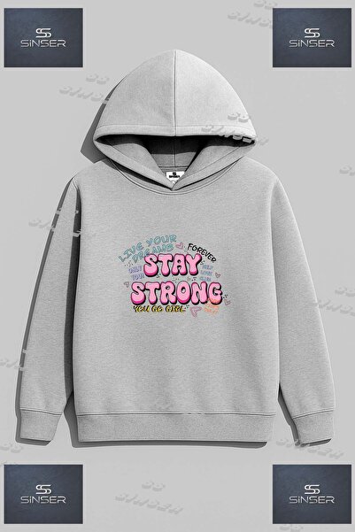 SS SİNSER Φούτερ Unisex με στάμπα  "STAY STRONG PINK WRITING "