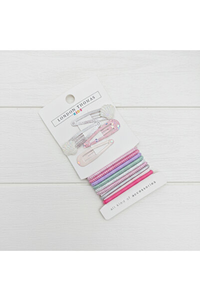 London Thomas Kız Çocuk Renkli Çıt Çıt ve Lastik Toka Seti