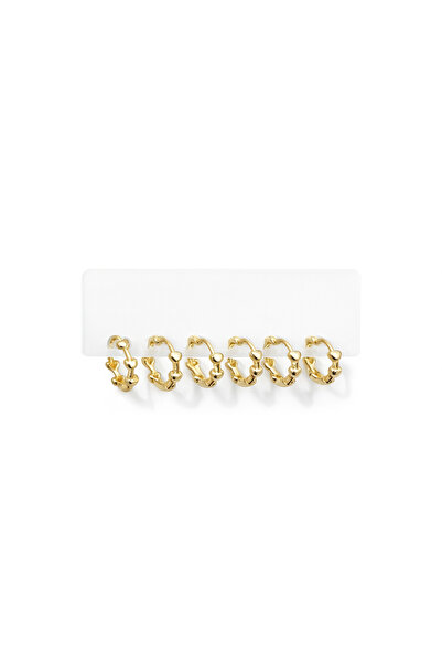 6'LI SET GOLD ÇELİK KÜPE