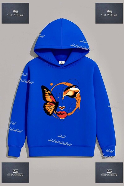 SS SİNSER Φούτερ Unisex με στάμπα  "KELEBEK GIRL ON FACE "