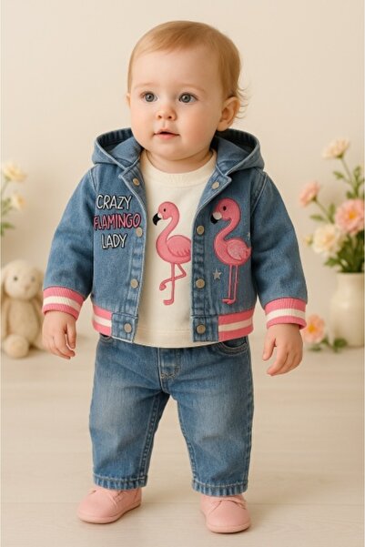 Superbaby Σετ Flamingo Denim για κορίτσια – 3 τεμάχια Άνεση & Στυλ