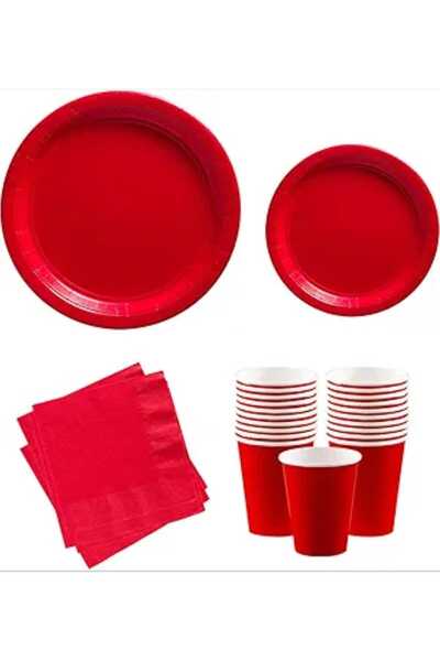 Party Time - Red Set of 48 Party Tableware Plates Napkins Cups