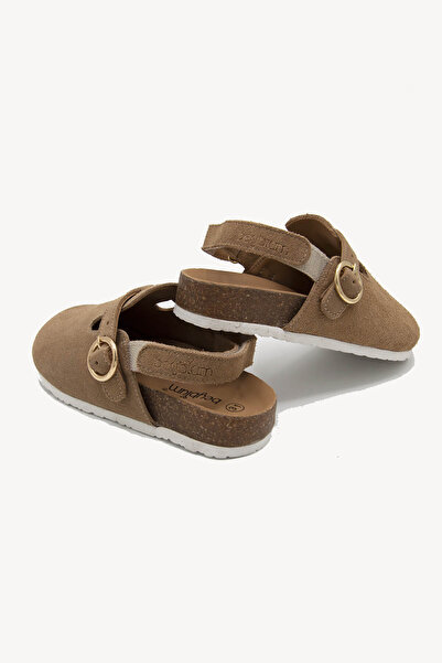 Beybium Genuine Suede Leather Cork Sole Children's Sabo Sandals Mink