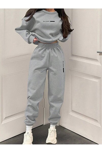 EYAX MODA Τυπωμένο unisex φούτερ με φαρδιά γραμμή και λαιμόκοψη ποδηλάτου / Φ...