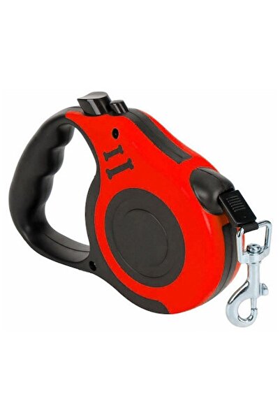 OEM Автоматична каишка за кучета, 5 м, 15 кг, червена/черна, ергономична дръжка