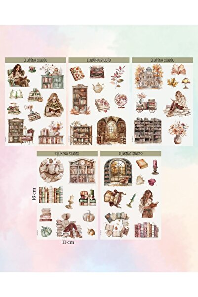 Flurina Studio Autumn Library 5 Sayfa ŞEFFAF Sticker Seti