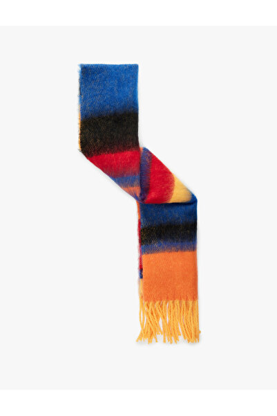 Koton Eșarfă lungă cu ciucuri cu textura moale multicoloră