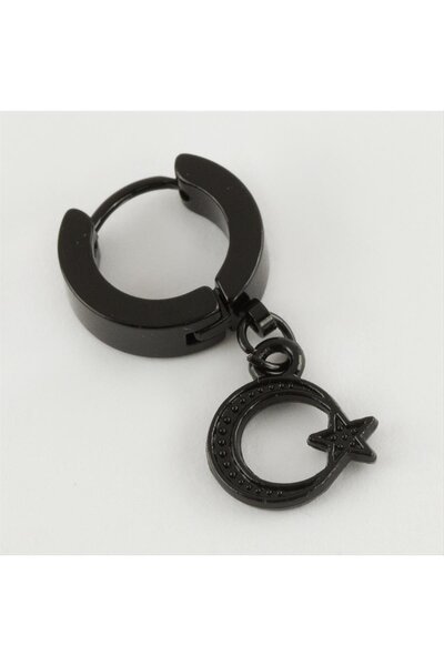 Marsilyan أقراط رجالية من الفولاذ على شكل نجمة القمر قطعة واحدة