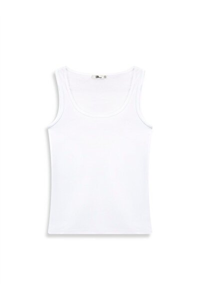 Ltb Αμάνικο μπλουζάκι με λαιμόκοψη σε σχήμα U, βασικό λευκό