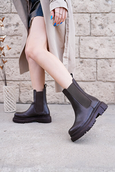 Saks Gardrop Αδιάβροχες μπότες και μποτάκια με χοντρή σόλα, ελαστική στο πλάι, χωρίς φερμουάρ, χωρίς κορδόνια, ραμμένη σόλα