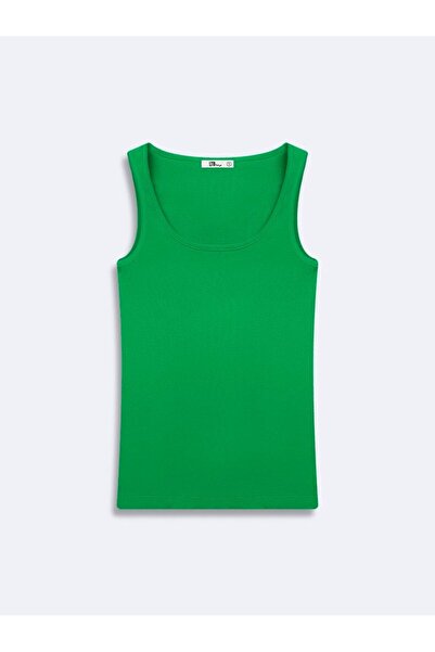 Ltb Sleeveless U-Neck Basic Green Undershirt