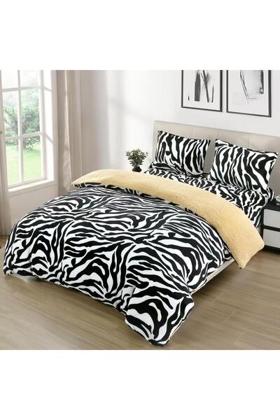 Lenjeria Familiei Tale Cocolino 4-Piece Underwear Set with Fur and Elastic – Black and White Zebra Pattern