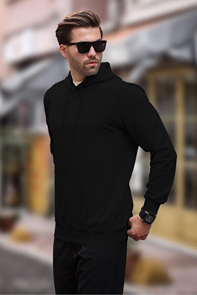Madmext Black Hooded Men's Sweatshirt 7069