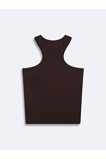 Ltb Αμάνικο εσώρουχο κοτλέ Basic καφέ χρώματος