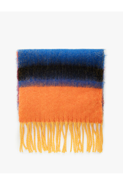 Koton Eșarfă lungă cu ciucuri cu textura moale multicoloră