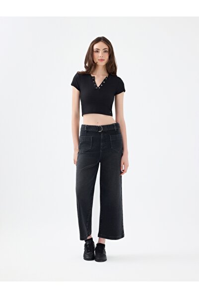 Loft Crop Wide Leg Regular Fit Women's Trousers