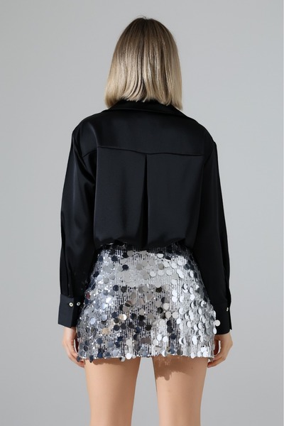 Hisleria Women's Sequin Shorts Mini Skirt - Silver