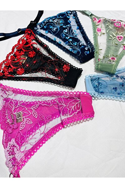 mendoza store Pentamatlı Efsane Floral Colorful Thong Panties Set of 5