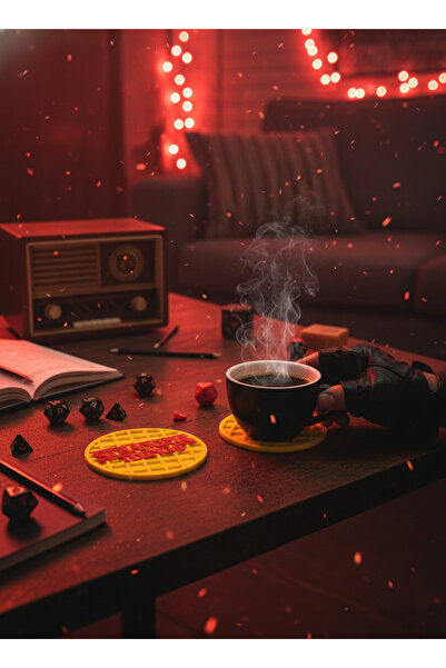 Duxud مجموعة من 4 قواعد أكواب على شكل الوافل من سلسلة Stranger Things