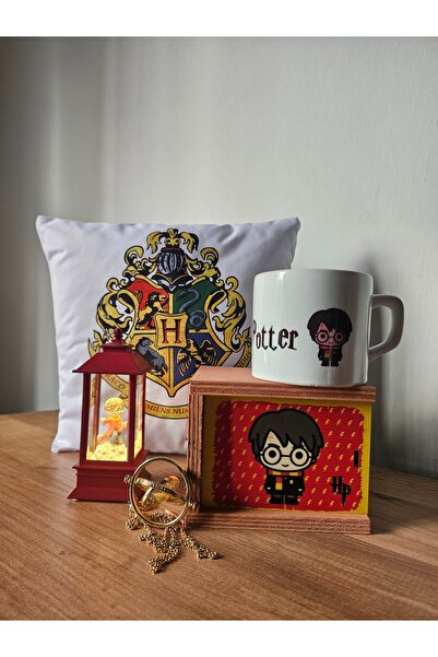 Rüya Kıyısı Harry Potter Hediye Seti - HP Yastık, Time Turner Kolye, Kutulu K...