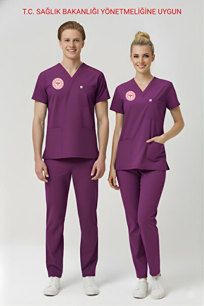 Pratik Medikal Ebe Uniform Stretch Fabric Scrubs Suit Unisex Byzantium Compli...