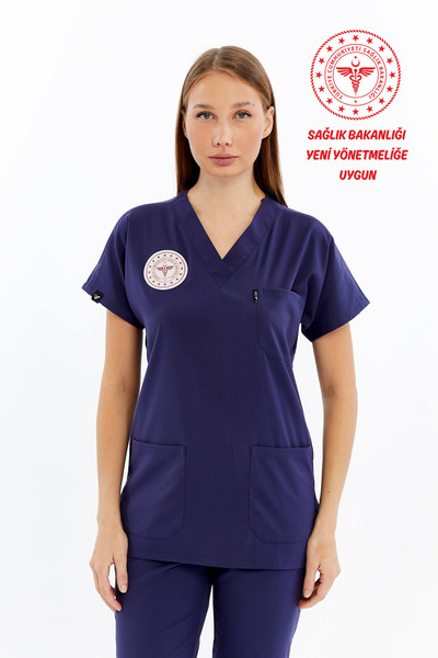 Çatı Medikal Spaniard - Hemşire Forması Likralı Scrubs (Kadın) (Yeni Yönetmeliğe Uygun - Patriot Blue) (Takım)