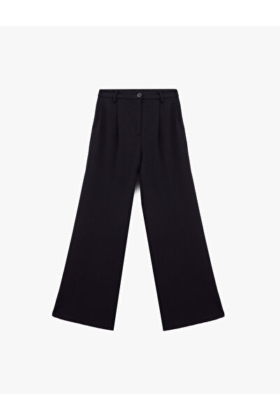 Koton Buttoned Pocket Detail Regular Waist Wide Leg Fabric Trousers