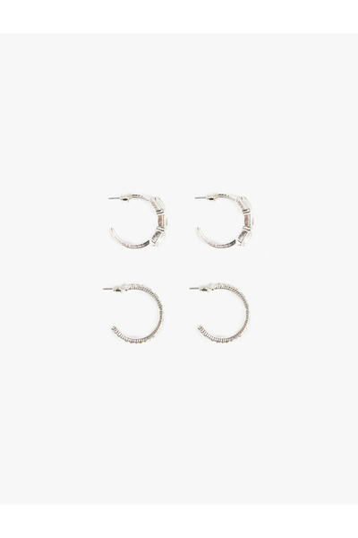 Koton Set of 2 Stone Hoop Earrings