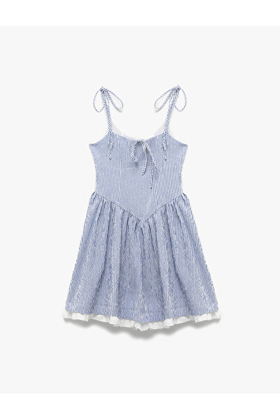 Koton Μίνι φόρεμα με ριγέ σχέδιο με κορδόνια με φιόγκο και κορδόνια