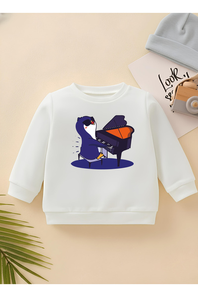 CDA Premium Musician Blue Penguin pentru copii unisex Swea tricou