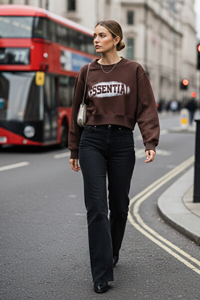 Modamorfo Women's Printed Crop Sweat - 31564Swt