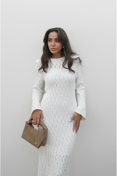 Havoş Λευκό φόρεμα με επένδυση με υψηλής ποιότητας υφή