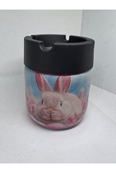 lunave Cam Renkli Tavşan Desenli Kül Tabağı – Dekoratif Sigara Küllüğü