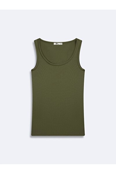 Ltb Αμάνικο μπλουζάκι με λαιμόκοψη σε σχήμα U, βασικό πράσινο