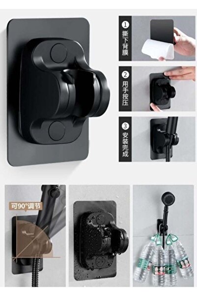 artlab Art Yapışkanlı Duş Başlığı Tutucu Ayarlı Siyah Lab