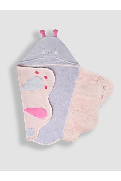GÜRPAMUK HOME & BABY %100 pamuklu yumuşacık kız-erkek bebek kucak banyo kundak havlusu LİLA/KELEBEK