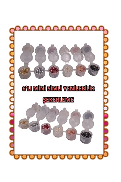 hediyehobihersey Yenilebilir Simli Pasta Süsü Şekerleme 6 Farklı Model Bir Arada Mini Eko Set