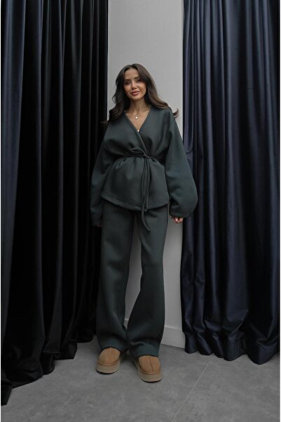 Havoş Anthracite Double-Breasted Tie-Up Tracksuit Set