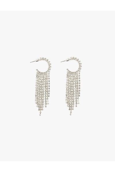 Koton Dangle Stone Chain Hoop Earrings