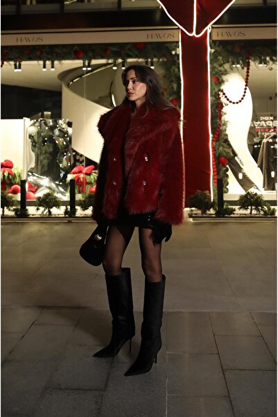 Havoş Red Premium Faux Fur Coat