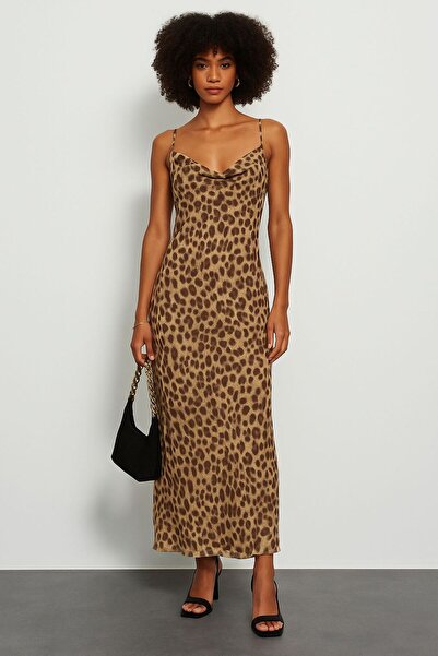 MG GİYİM STORE Leopard Patterned Strappy Dress