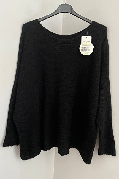 AYASOFYA OTANTIK بلوزة نسائية إيطالية سوداء ذات نمط عادي ومزينة بأزرار على الظهر فضفاضة F قماش مجدّل