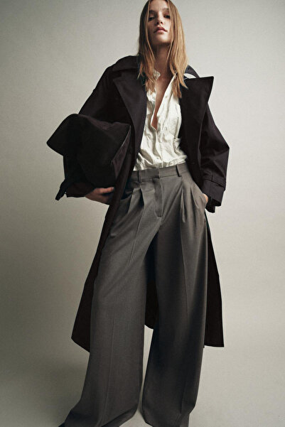 Açelya Okcu Premium Ballard Mid-Waist Wide-Leg Woven Pants