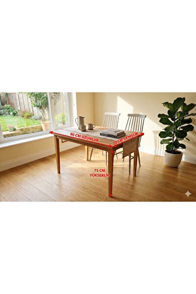 MukoToys İskandinav Tarzı Modern Çalışma ve Yemek Masası - 90x70 cm Ahşap Aya...
