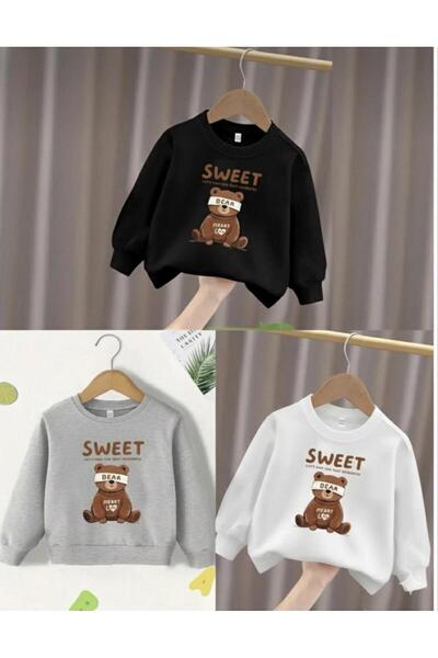 No Plan SWEATSHIRT TRIPLU CU GÂRĂ ROTUNDĂ CU IMPRIMARE SWEAT BEAR PENTRU FETE...